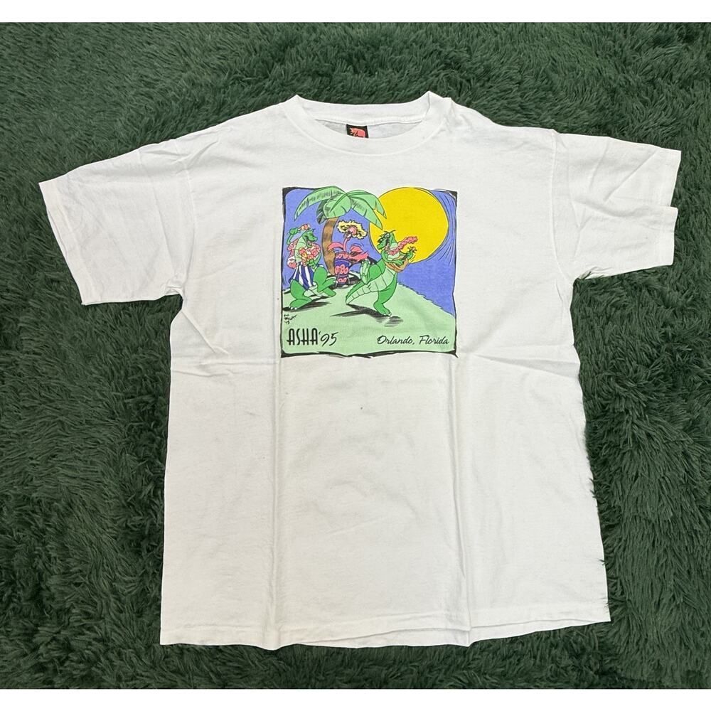 Vintage 90s Native Sun ASHA '95 Orlando Florida Alligator Flamingo T-Shirt Men's